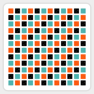 Retro Stacked Squares Orange Teal Black Sticker